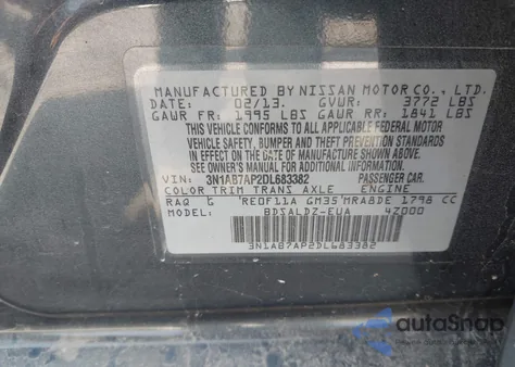 2013 Nissan Sentra Sv z USA, uszkodzony, nr VIN 3N1AB7AP2DL683382